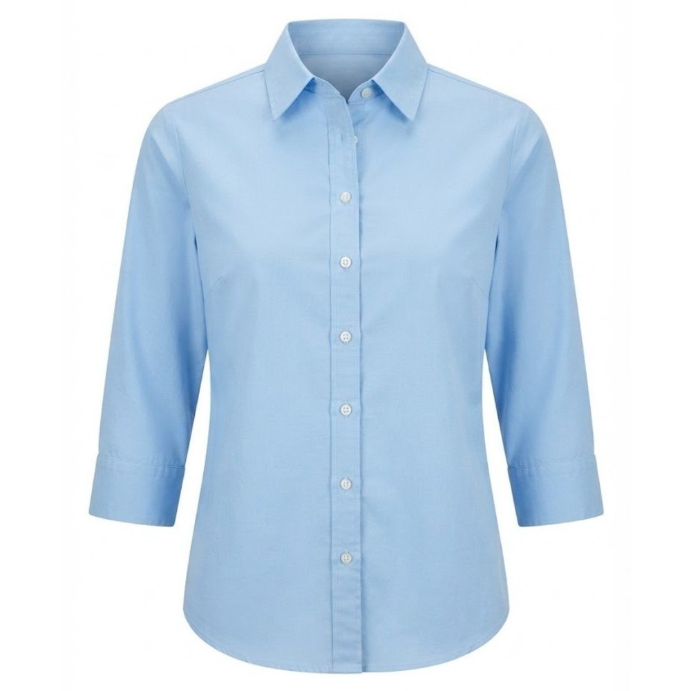 THE SHIRT Rochelle Behrens Womens XL Blue 3/4 Sleeve Button Down Blouse - CJ